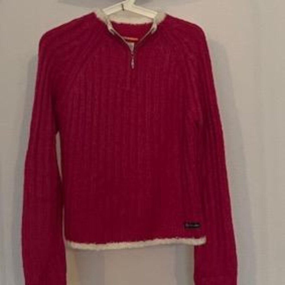 The UNIONBAY  Quarter Zip Sweater, medium ,Bubble gum color, juniors